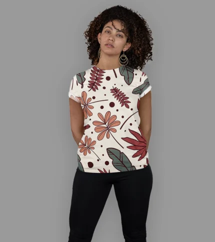 AOP Leaf Print Women’s T-Shirt