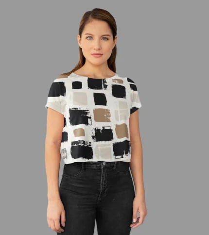 Artistic Brush Strokes Print Crop Top