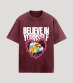 Believe in Acid wash maroon