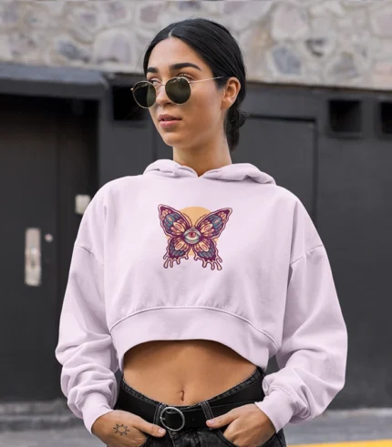 Light-colored crop hoodie