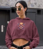 Maroon crop hoodies