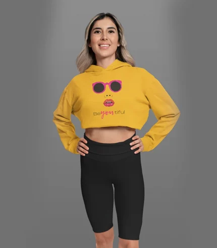 Beyoutiful crop hoodie yellow