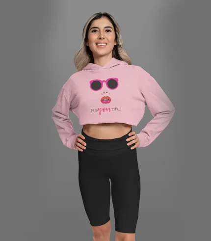 Beyoutiful crop hoodie pink