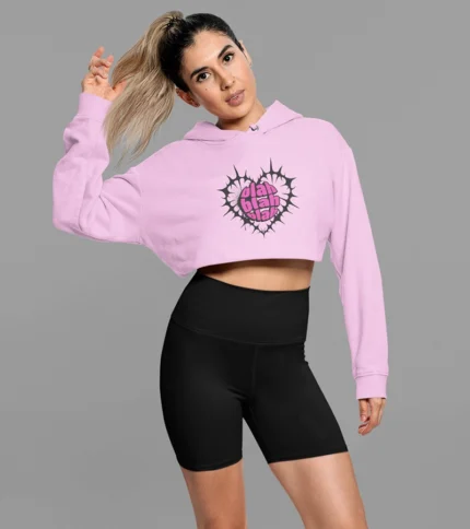 Blah Blah-themed crop hoodie light pink