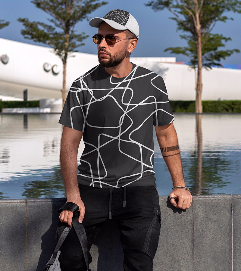 Doodle Black Pattern casual men’s shirt – stylish outfit