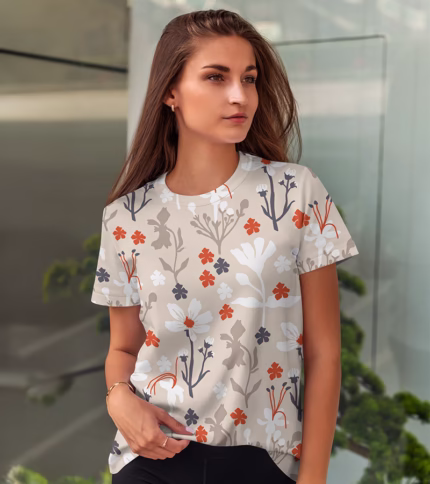Floral print regular fit t-shirt for men and women