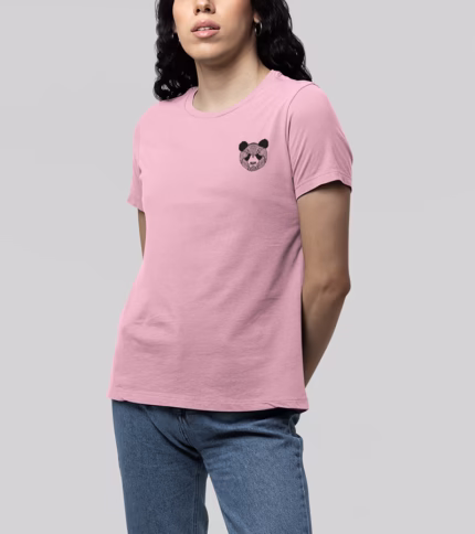 Panda Tee front Light Baby Pink